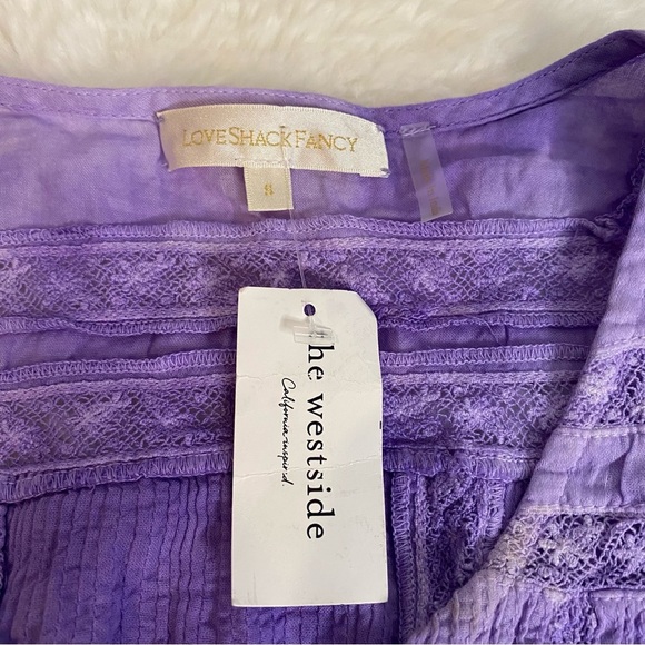 LoveShackFancy Cropped Purple Long Sleeve Shirt Size Small - Picture 5 of 14